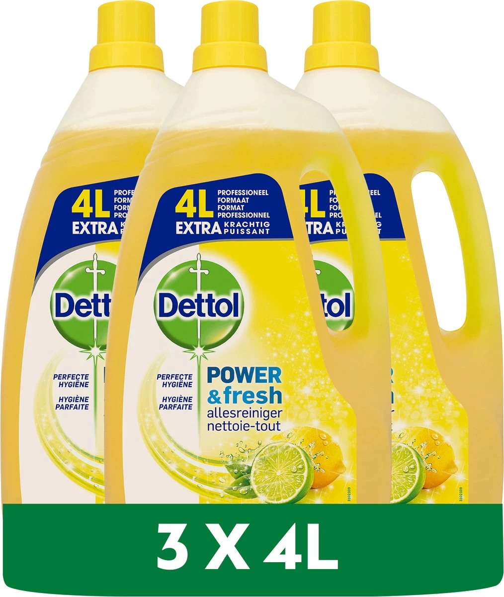 Dettol - Power & Fresh - Allesreiniger - Citrus - 3 X 4 Liter - Afbeelding 2