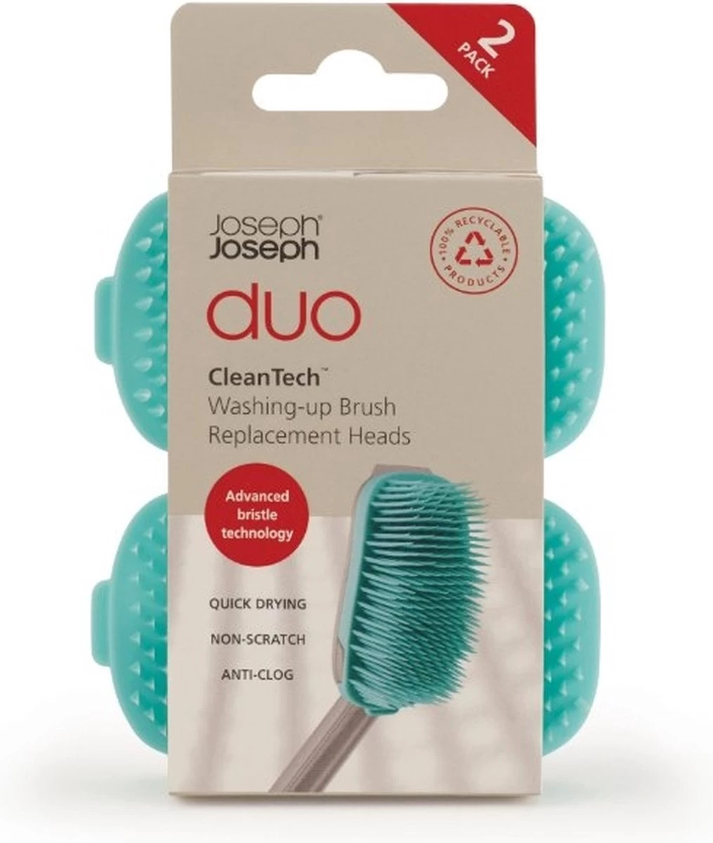 Duo Reserve Borstelkop Voor Afwasborstel, Set Van 2 Stuks, Licht Blauw - Joseph Joseph - Afbeelding 3