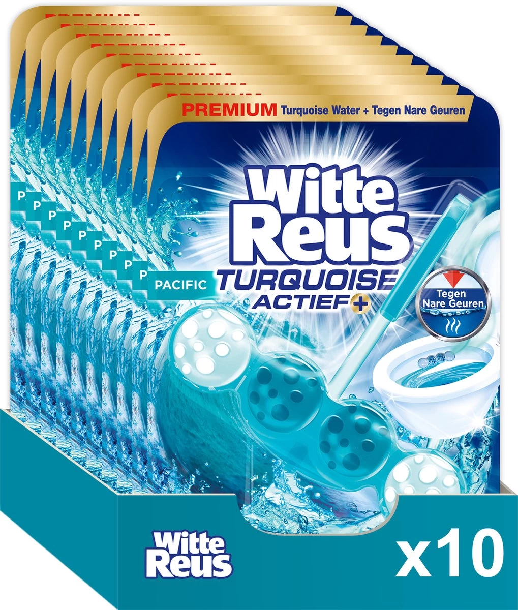 Witte Reus Turquoise Actief Toiletblok - Pacific - WC Blokjes Voordeelverpakking - 10 Stuks