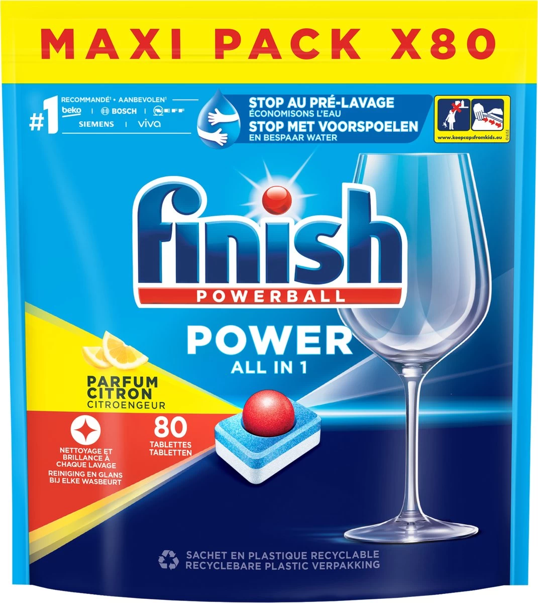 Finish Power All In One Citroen Vaatwastabletten - 80 Stuks