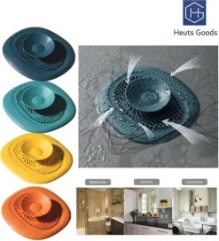 Heuts Goods - Gootsteenzeef - Gootsteenstop - Afvoerzeef - Afvoerstop - Spoelbal - Bad - Douchebak - Keuken - Wasbak - Badkuip - Siliconen - Donkerblauw