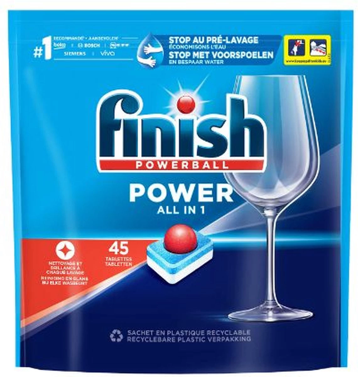 Finish Power All In 1 Regular Vaatwastabletten - 45 Stuks
