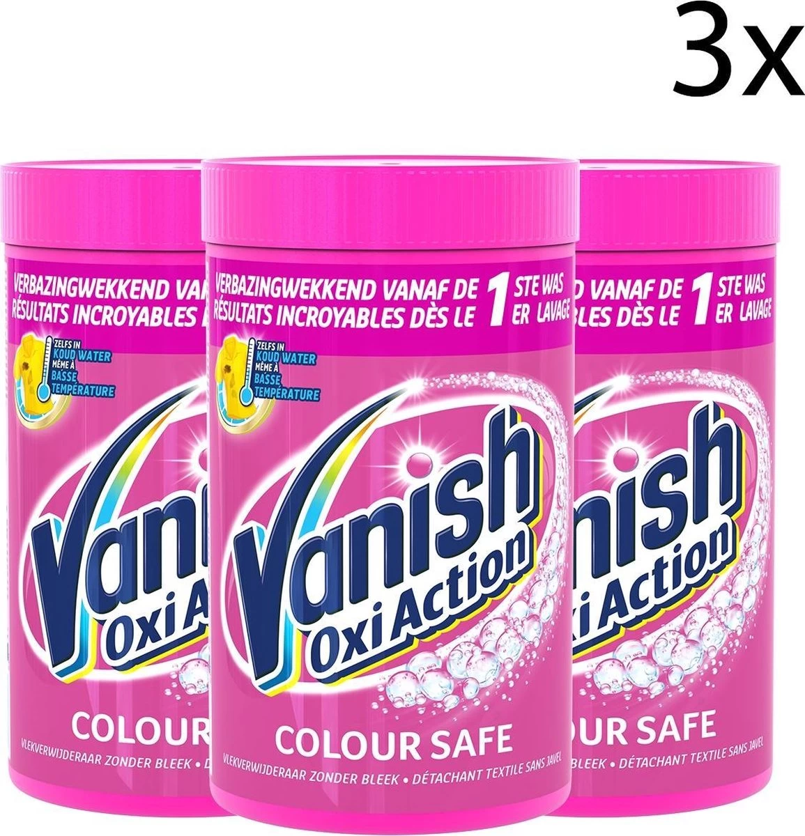 Vanish Oxi Action Colour Safe Base Poeder - Voor Witte En Gekleurde Was - 1,5kg X3