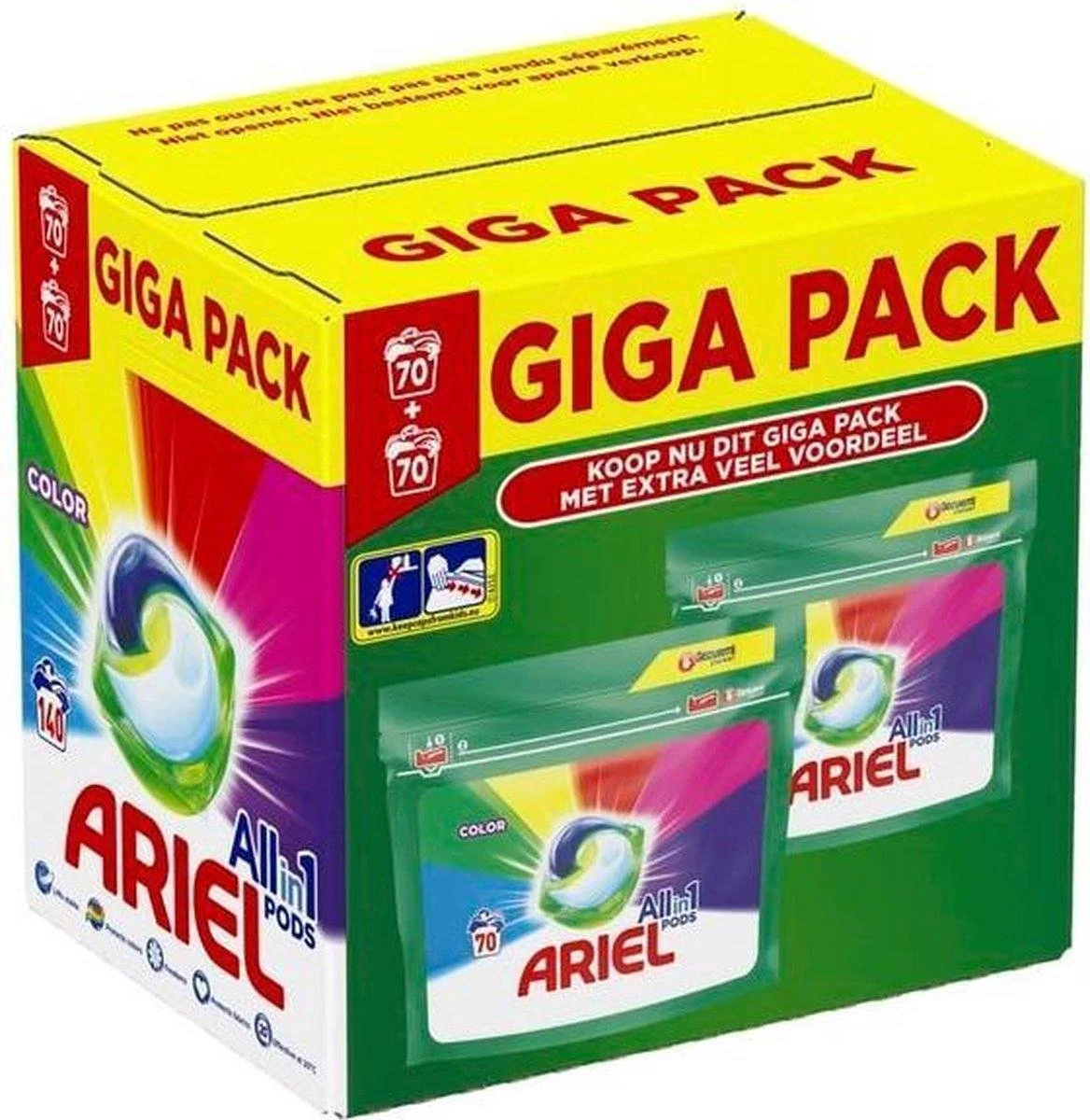 Ariel All-in-1 Pods Kleur & Stijl Wasmiddel Capsules - 140 Stuks (2 X 70)