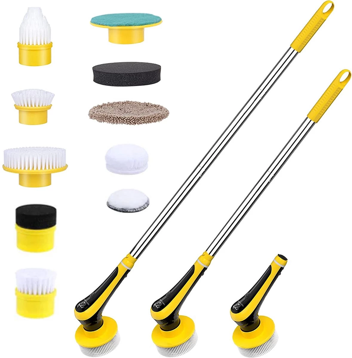 Trendosa Elektrische Schoonmaakborstel - Elektrische Schrobborstel - Poetsmachine - Handborstel - Scrubber- De Badkamer/Keuken/Auto- 10 Opzetstukken Geel