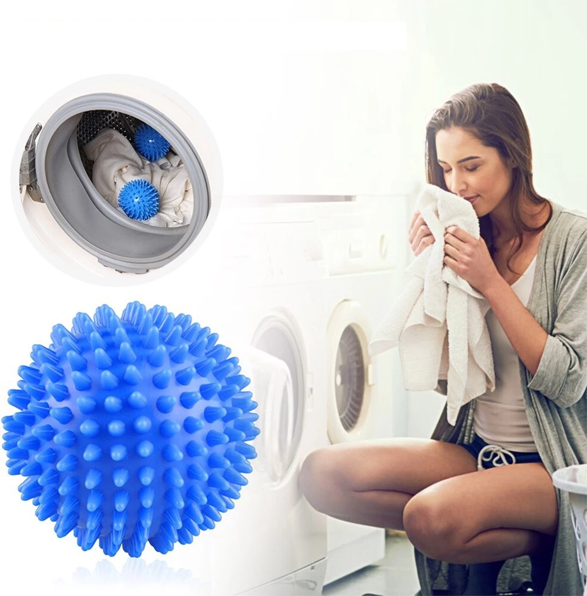 Merkloos Droger Ballen PVC – Herbruikbare Wasdroger Bollen – Snellere Droogtijd – - Wasbollen - 6 Stuks - Afbeelding 6