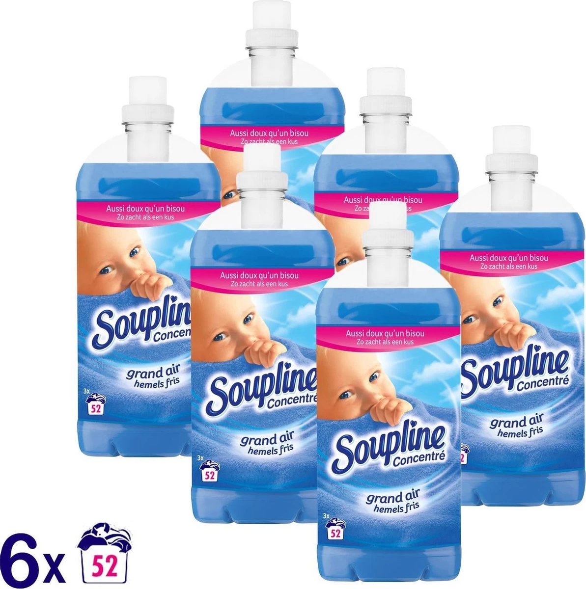 Soupline Hemels Fris Geconcentreerde Wasverzachter 6 X 52 Wasbeurten - Voordeelverpakking