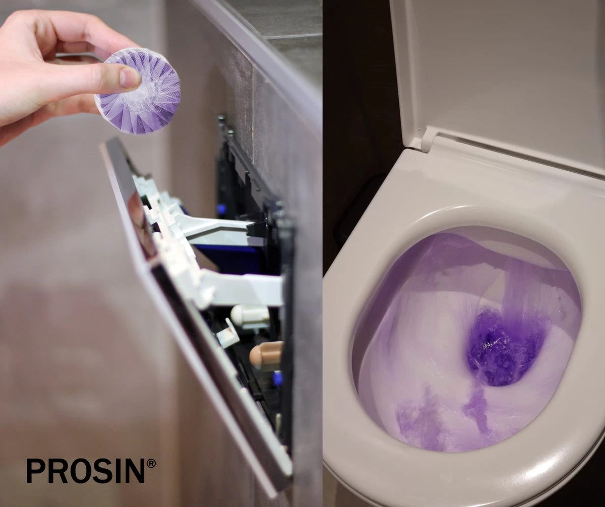 PROSIN® Toiletblokjes Inbouwreservoir - WC Discs - Lavendel - WC Blokjes - Toiletblokjes - Toiletblokken - Toiletblokjes Geberit - Stortbakblokjes Toilet - WC Blokjes Voordeelverpakking - WC Blokjes Inbouwreservoir - Toiletblok - Paars Water - Afbeelding 3