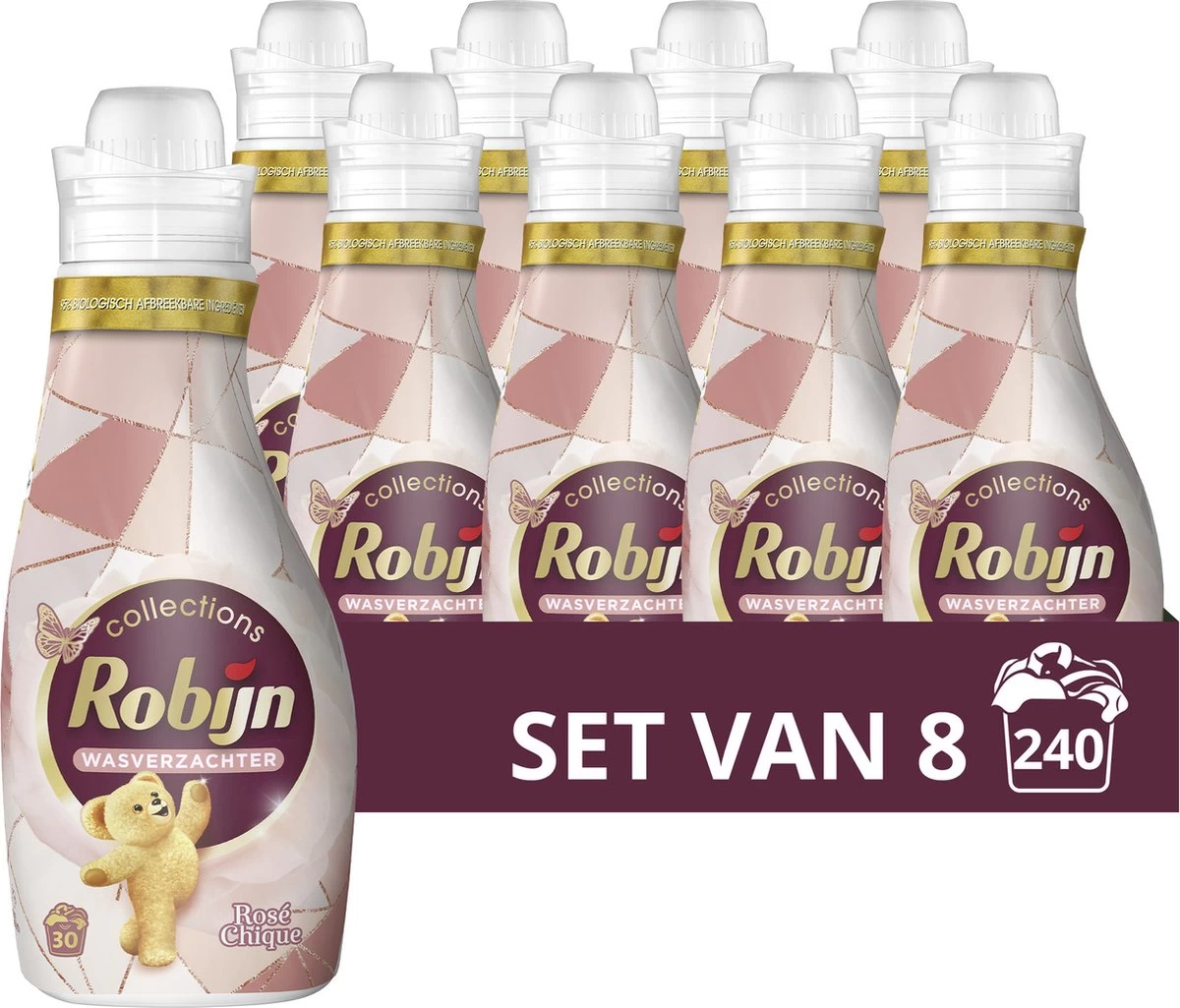 Robijn Collections Rosé Chique Wasverzachter - 8 X 30 Wasbeurten - Voordeelverpakking