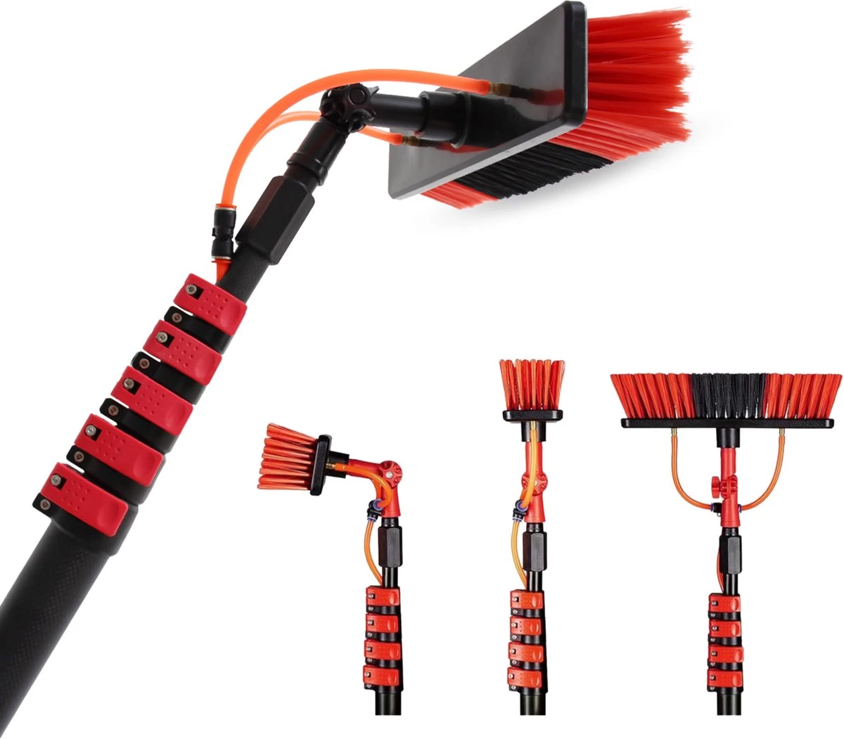 Merkloos Telescoopsteel Ramenwassen 4,6M - Met Borstel & Waterdoorvoer - Voor Ramen - Watertoevoer - Borstel - Afbeelding 4