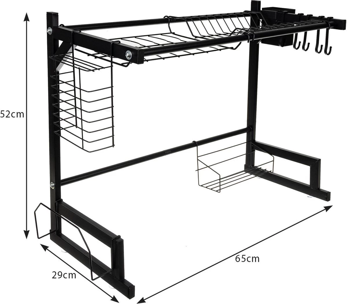 Afdruiprek Droger Zwart Voor Bestek Boven De Gootsteen 65 Cm X 29 Cm X 52 Cm - Afbeelding 6