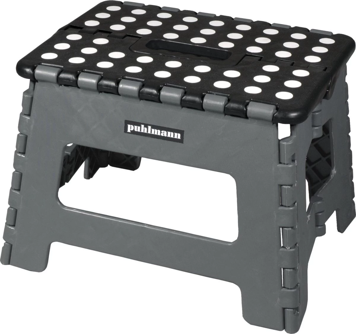 PUHLMANN - Inklapbare Kruk, JAMES, Plastic, Grijs, 22 Cm Hoog, Max 100 Kilo