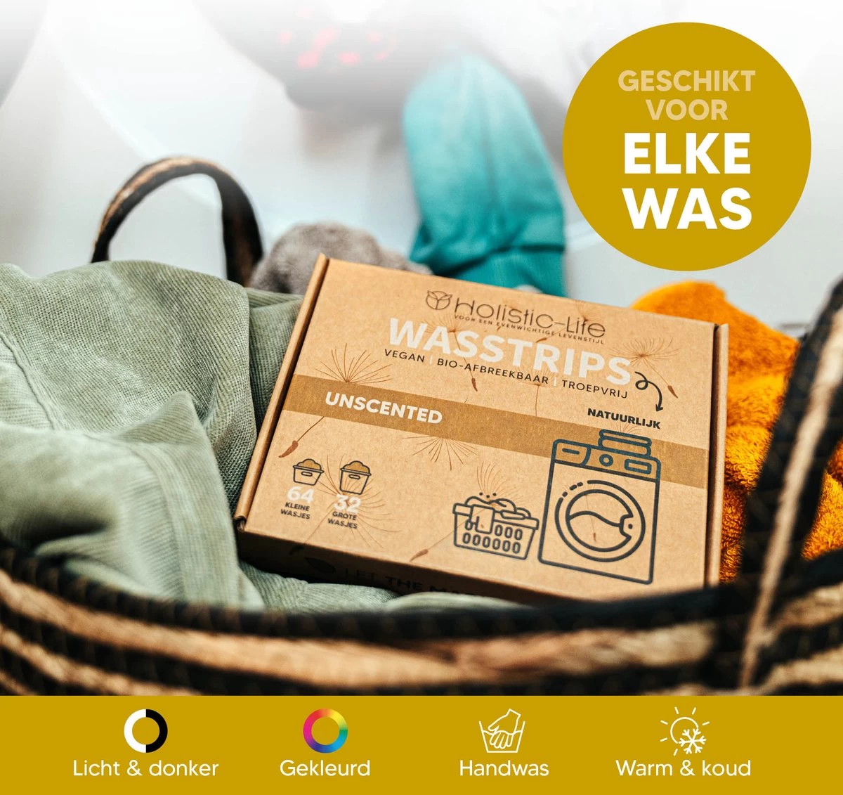 Wasmiddeldoekjes - Ongeparfumeerd Wasstrips 64 Wasbeurten – Wasmiddel Wasdoekjes - Natuurlijke Wasverzachter – Vegan – Zero Waste - Afbeelding 3