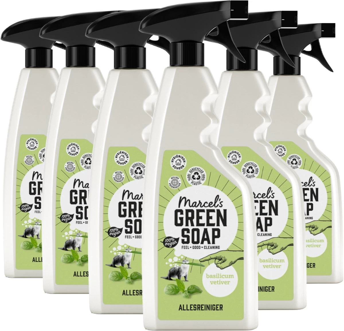 Marcel's Green Soap Allesreiniger Spray Basilicum & Vertivert Gras - 6 X 500 Ml