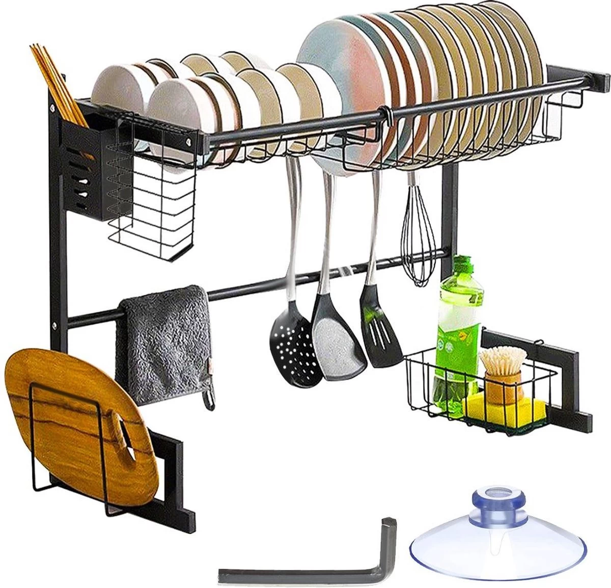 Afdruiprek Droger Zwart Voor Bestek Boven De Gootsteen 65 Cm X 29 Cm X 52 Cm - Afbeelding 10