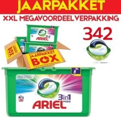 Ariel Colour & Style 3in1 Pods - Jaarbox 342 Wasbeurten - Wasmiddel Capsules - Jaar Megavoordeelverpakking | 342 Wasbeurten Color | Voor Alle Soorten Was