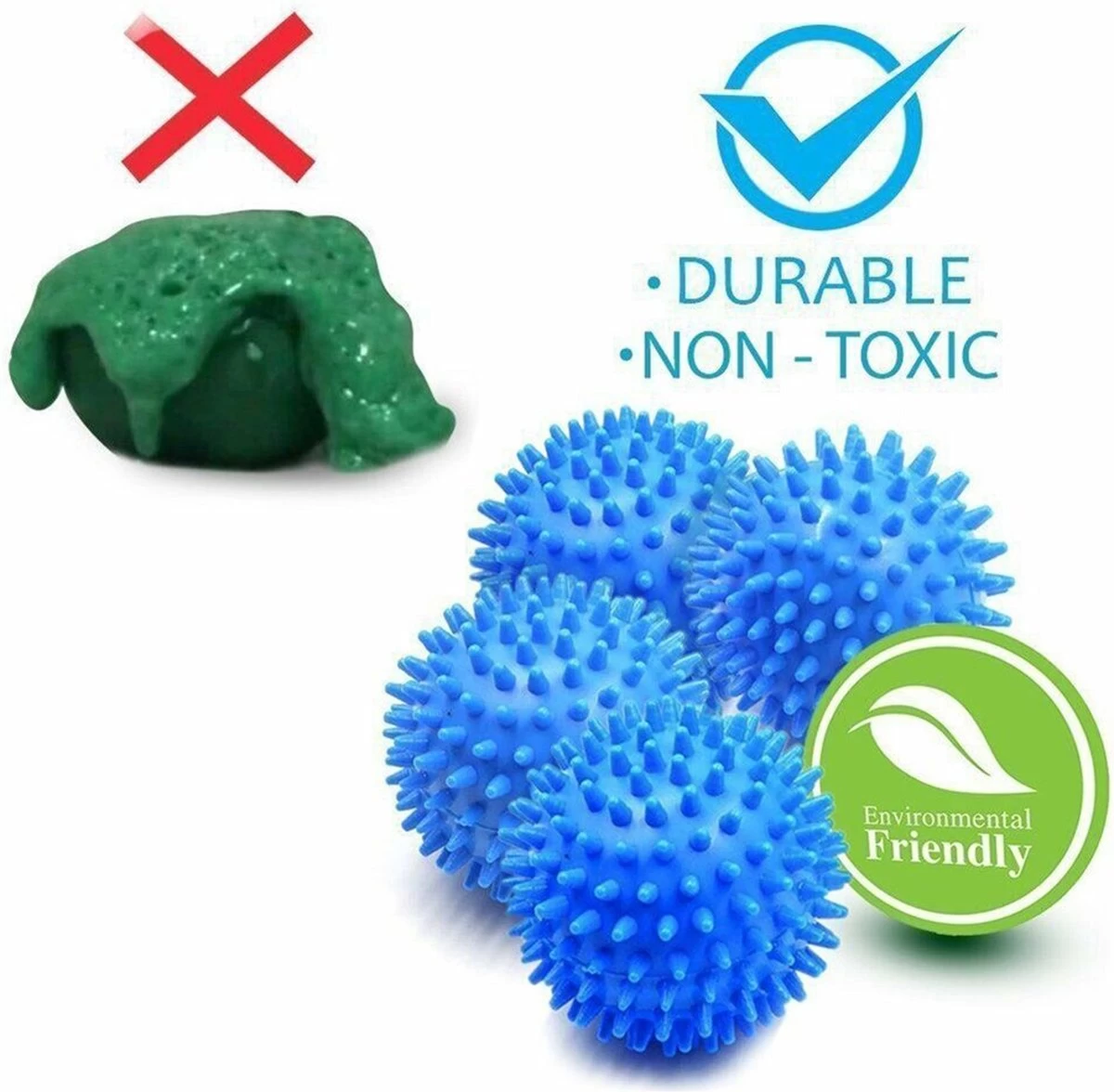 Merkloos Droger Ballen PVC – Herbruikbare Wasdroger Bollen – Snellere Droogtijd – - Wasbollen - 6 Stuks - Afbeelding 5