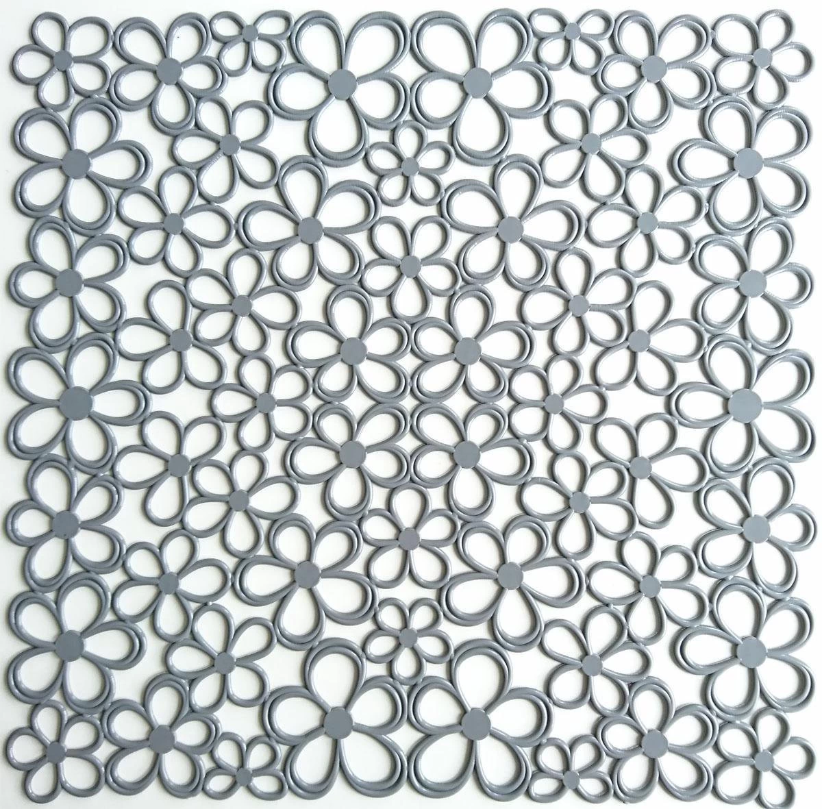 Merkloos Papillon - 2 Stuks Gootsteenmat - Bloem Grijs - 31,5 X 31,5 Cm