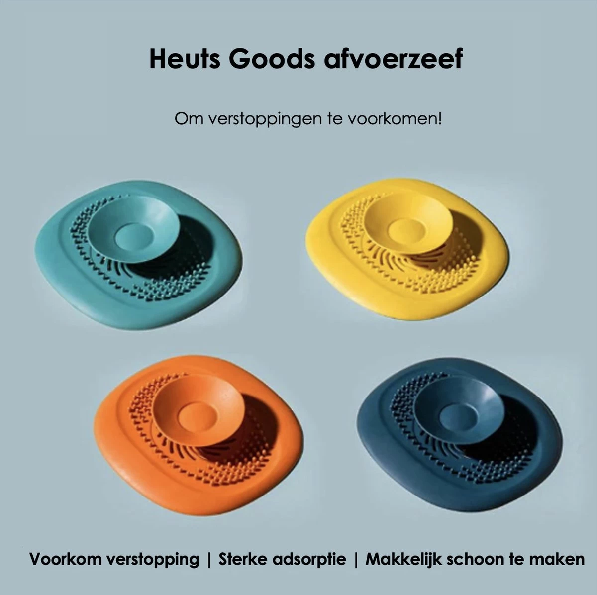 Heuts Goods - Gootsteenzeef - Gootsteenstop - Afvoerzeef - Afvoerstop - Spoelbal - Bad - Douchebak - Keuken - Wasbak - Badkuip - Siliconen - Donkerblauw - Afbeelding 7