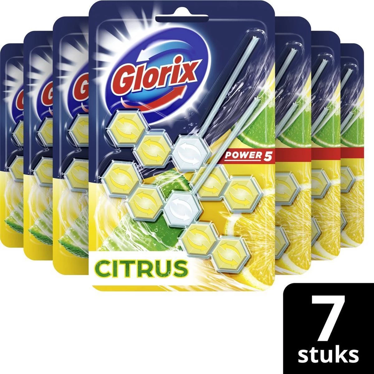 Glorix Power 5 Toiletblokken - Citroen - 7 X 2 Stuks - Voordeelverpakking - Afbeelding 3