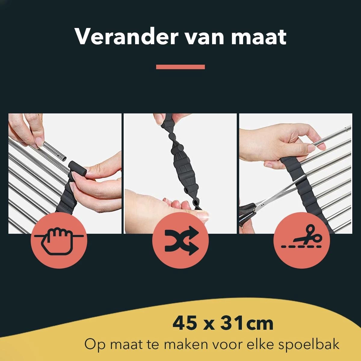 HYP. Afdruiprek Voor Afwas RVS - Pannen Rooster Hittebestendig - Afdruiprooster - Pannenonderzetter - Afkoelrooster - Camping - Rolmat - Afbeelding 2