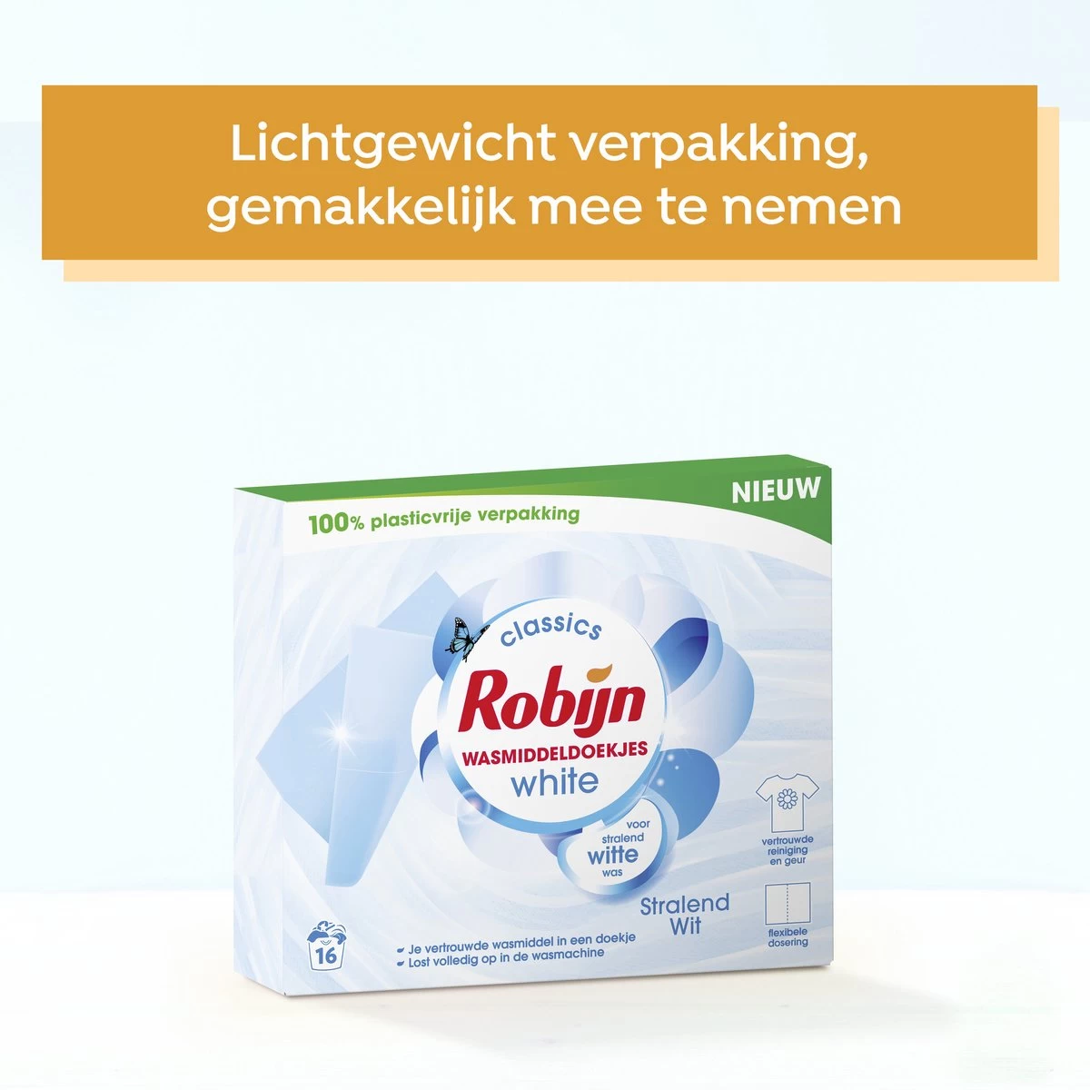 Robijn Classics Stralend Wit Wasmiddeldoekjes 16 Wasstrips - Afbeelding 4