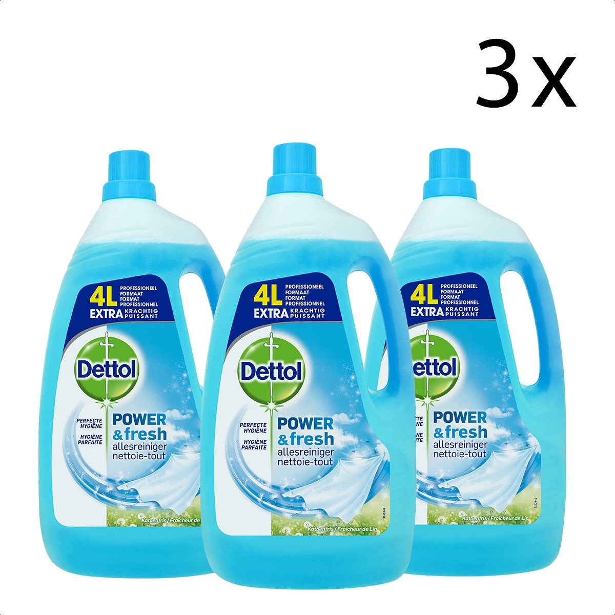Dettol - Power & Fresh - Allesreiniger - Katoenfris - 3 X 4 Liter