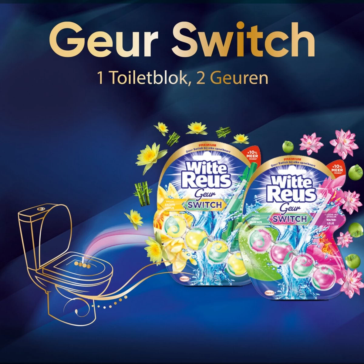 Witte Reus Toiletblok Geur Switch - Appel Waterlelie - WC Blokjes Voordeelverpakking - 10 Stuks - Afbeelding 6