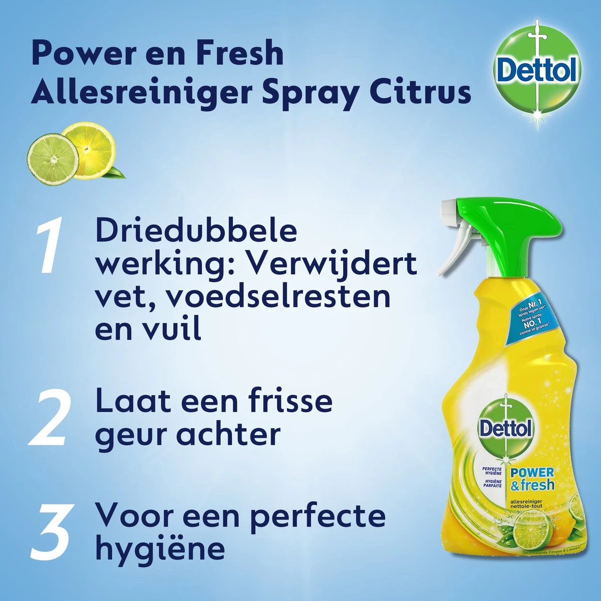 Dettol - Power & Fresh - Allesreinger Spray - Citrus - 6 X 500 Ml - Afbeelding 2