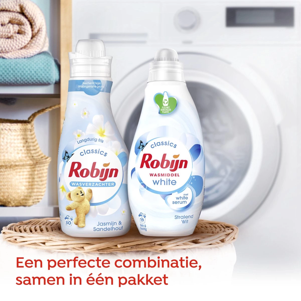 Robijn Perfect Match Stralend Wit En Jasmijn & Sandelhout Wasmiddel En Wasverzachter - 5 Stuks - Voordeelverpakking - Afbeelding 7