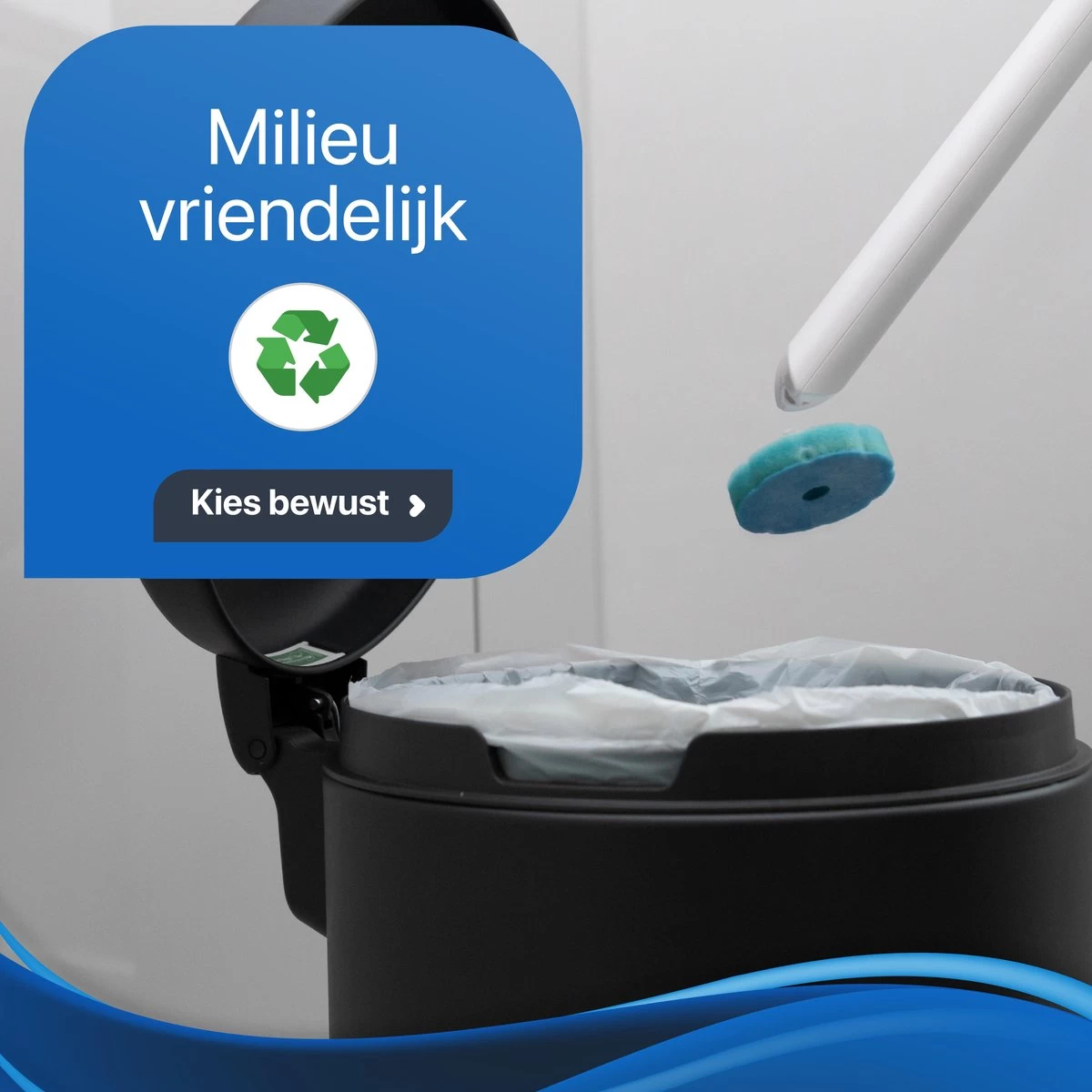 RevoBrush 28x Ocean Breeze Foaming Pads Navulling - WC Borstel Met Houder Vrijstaand - Afbeelding 5