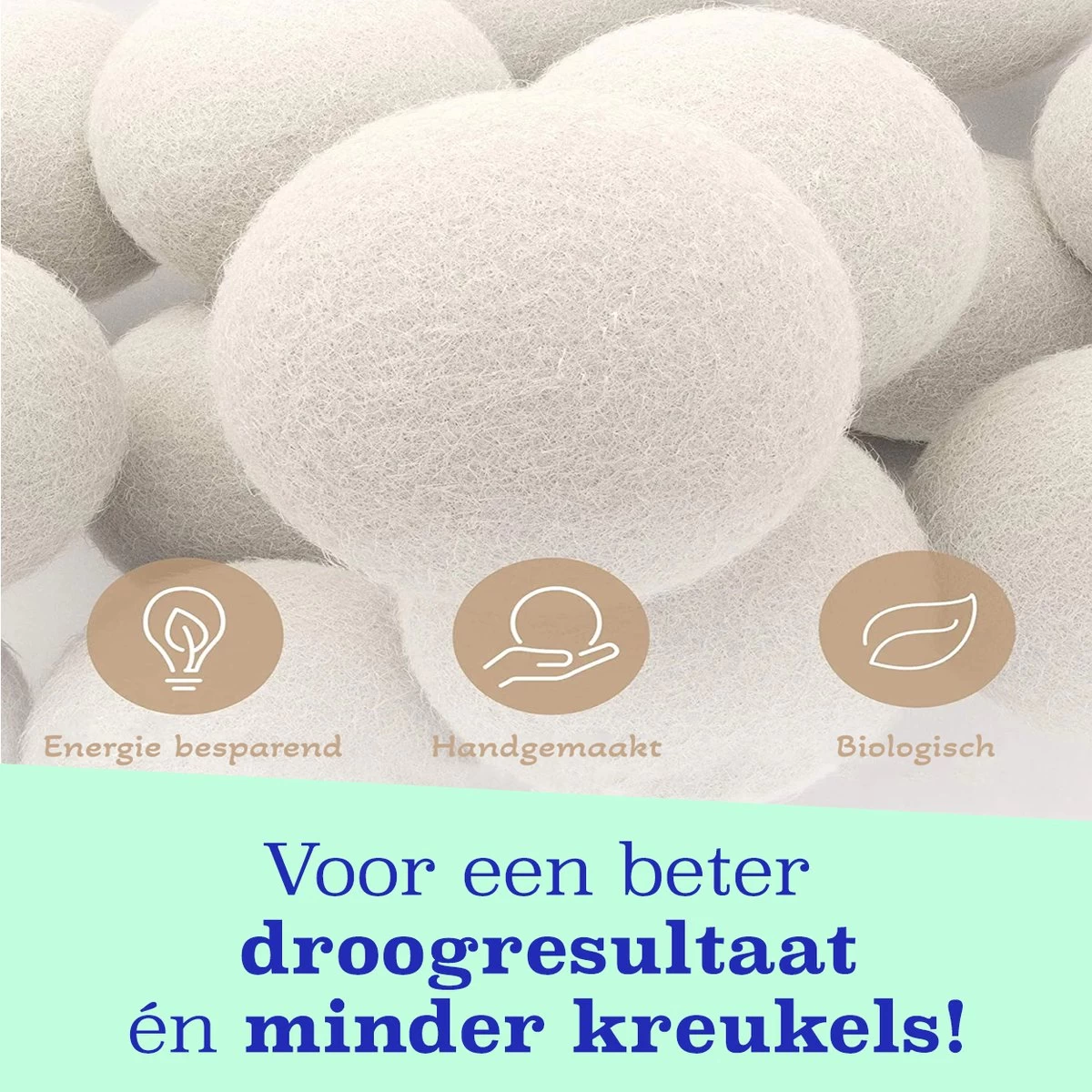 Casa Calma Drogerballen (6 Stuks) - Inclusief Opbergzakje - 100% Natuurlijk Schapenwol - Droger Ballen - Zero Waste Wasverzachter Bollen - Energiebesparend Drogen Met Droogbollen - Dryer Balls - Diervriendelijk & Milieuvriendelijk - Energie Besparen - Afbeelding 6