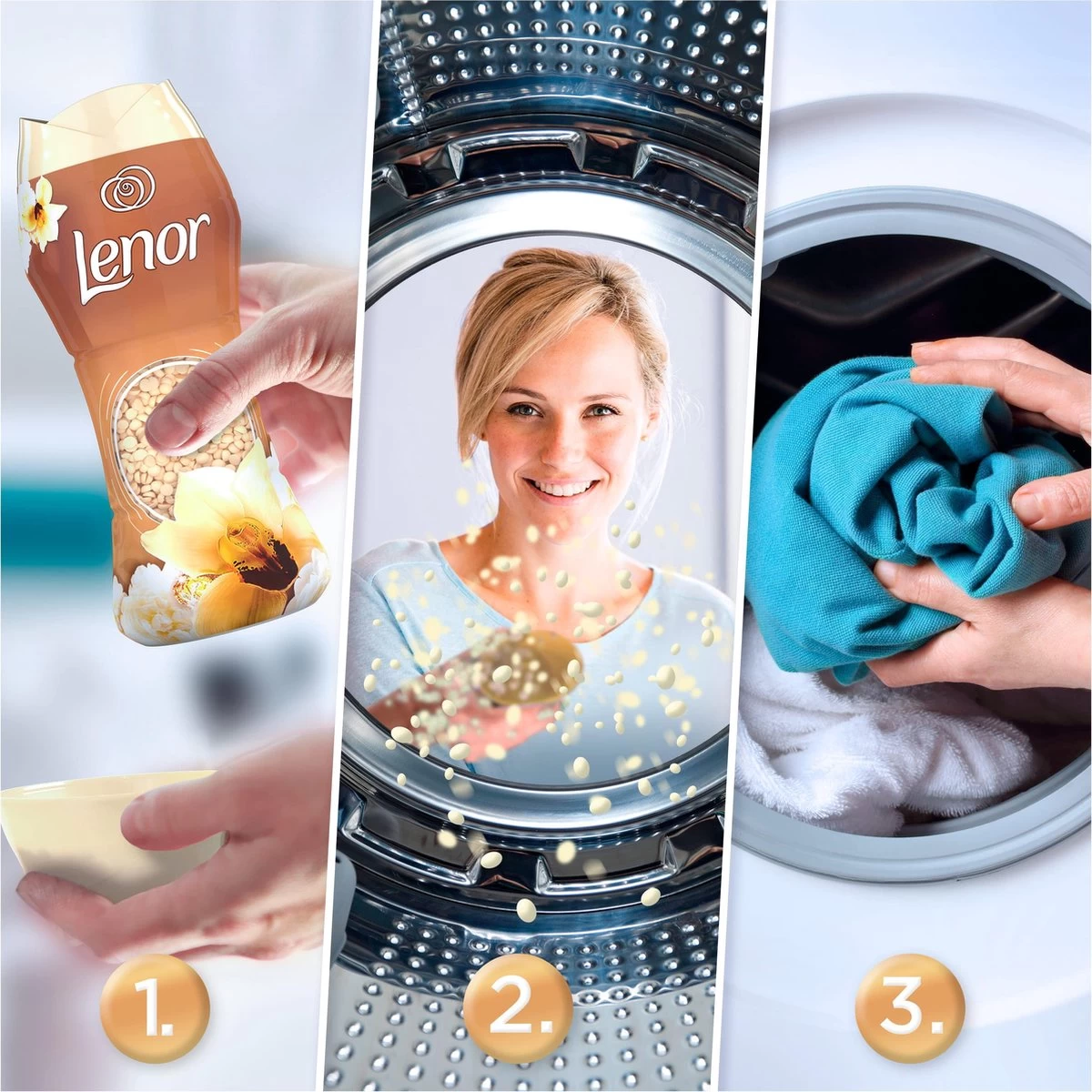 Lenor Geurbooster Gouden Orchidee - Geurparels - 6x11 Wasbeurten - Voordeelverpakking - Afbeelding 2