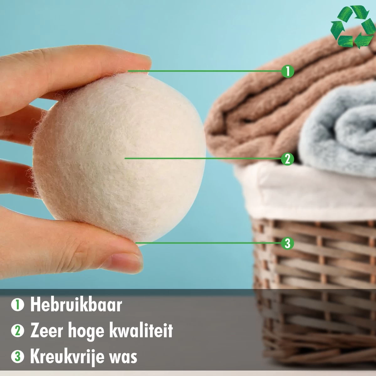 Merkloos Drogerballen Wol XL 6 Stuks - Duurzaam - Wasverzachter - Drogerbollen - Wasdrogerballen - Wasbollen - Afbeelding 3