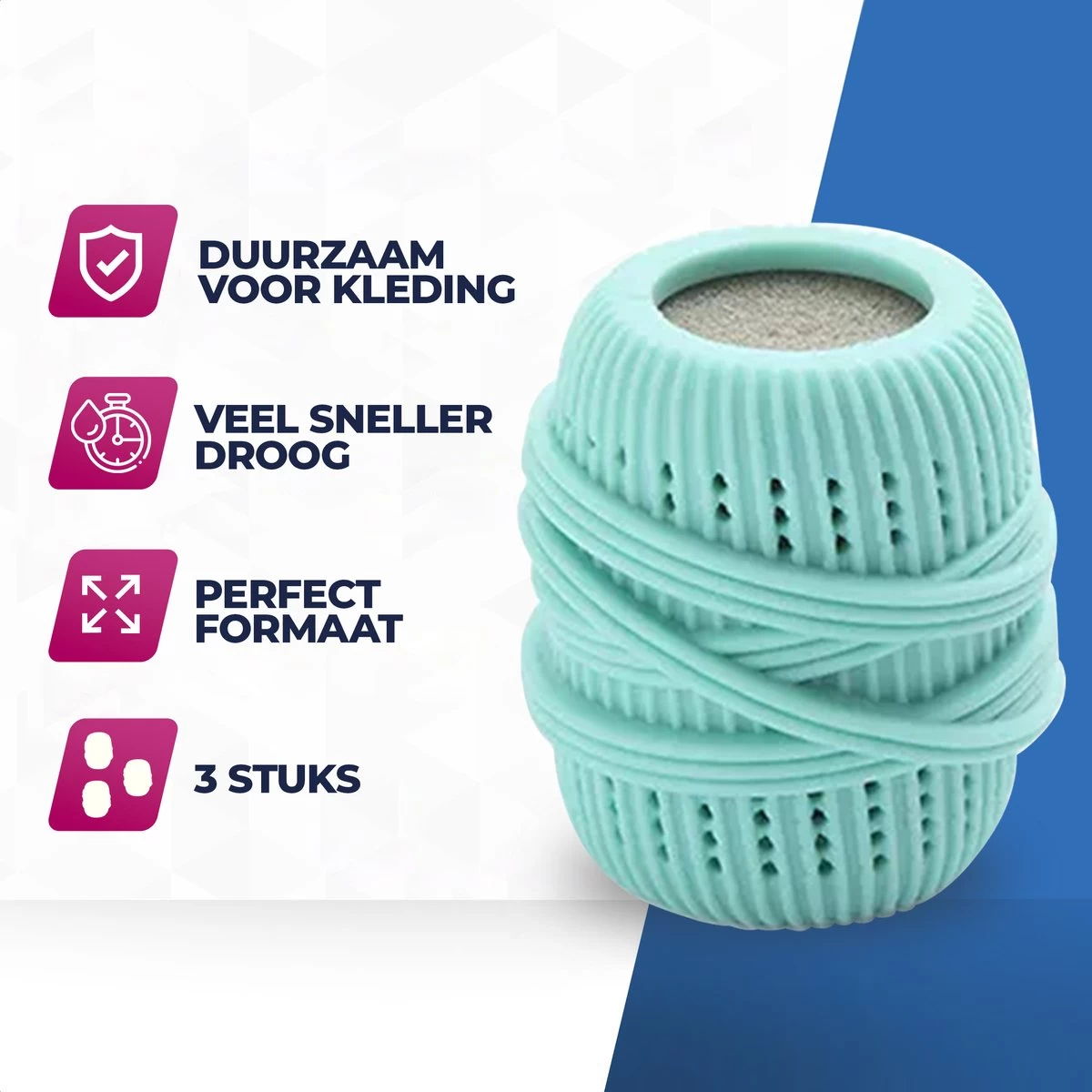 Roegaarden Drogerballen - Droogballen - Met Spons - Duurzaam - Sneller Droog - Afbeelding 3