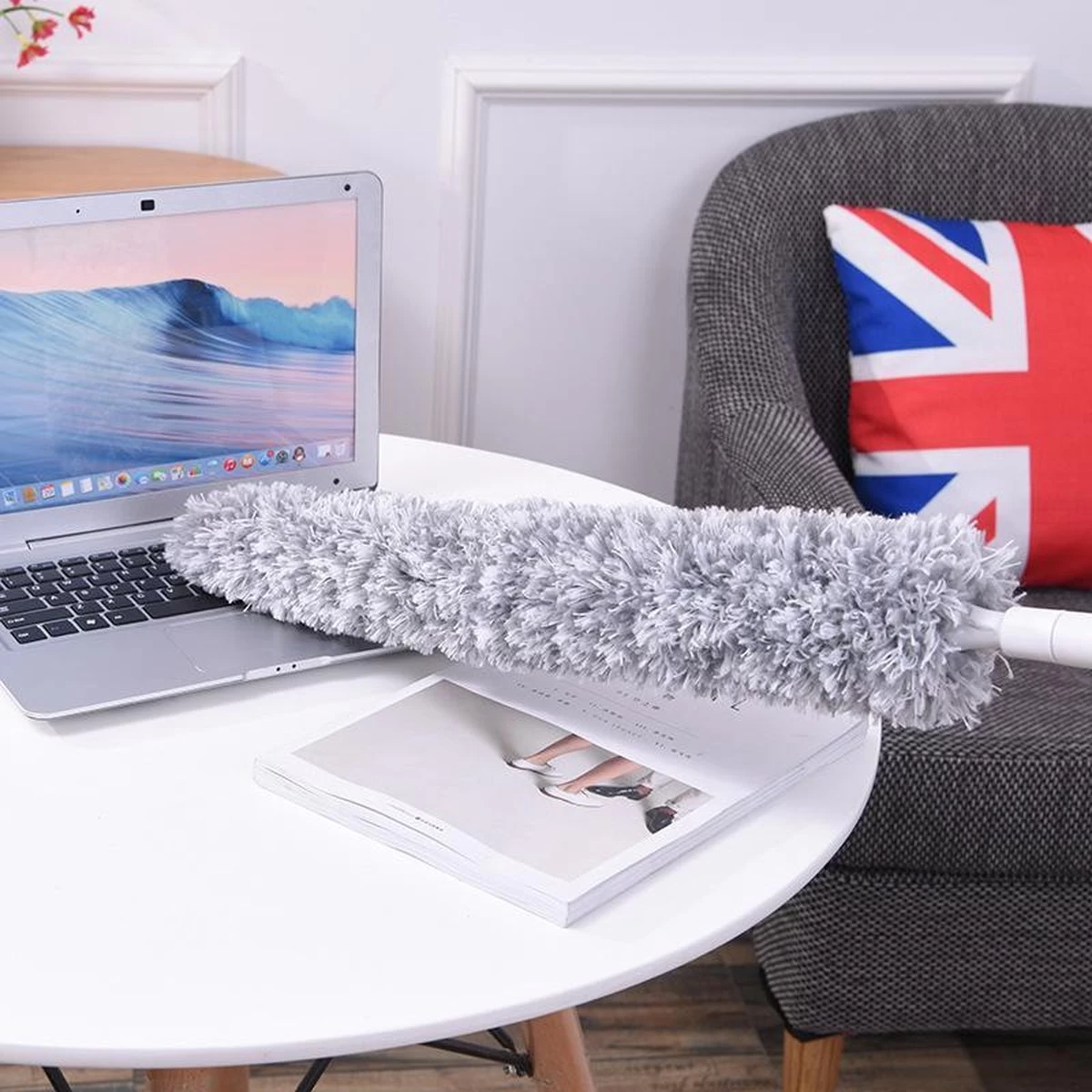 Plumeau/met Telescoopsteel/uitschuifbaar/microvezel Buigbare Borstelkop/9 X 126cm Max-lengte179cm - Afbeelding 2