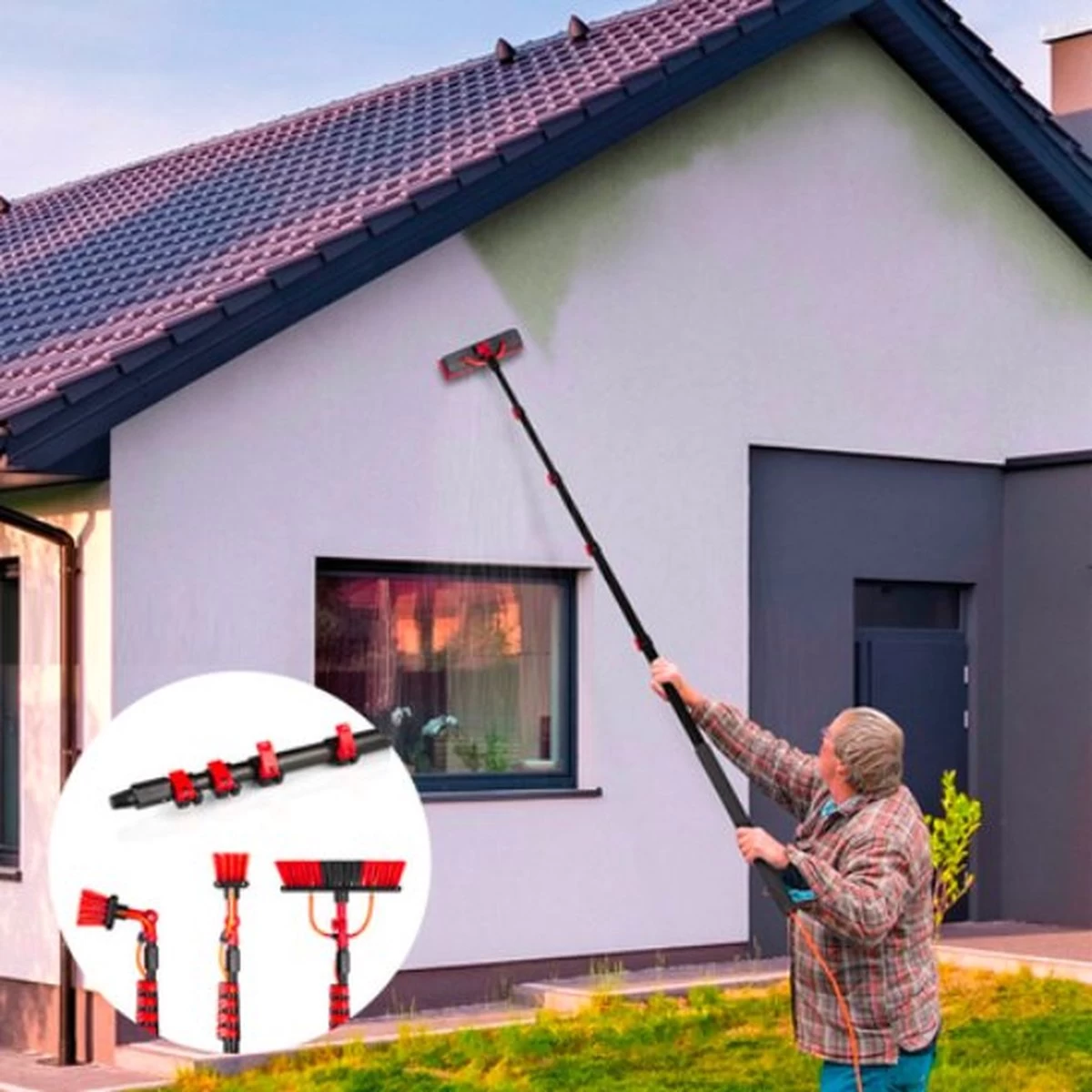 Chimb Telescopische Wasborstel - Uitschuifbare Waterborstel - Ramenwassen - 4,6 Meter - Met Zeepdispenser - Afbeelding 3