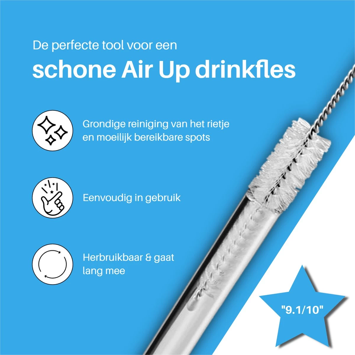 Kalaa Herbruikbare Schoonmaakborsteltjes - 3 Stuks - Reinigingsborsteltjes Geschikt Voor Air Up Drinkfles Starterskit - Rietjes Borstel - Schoonmaakborstel Rietjes - Afbeelding 2