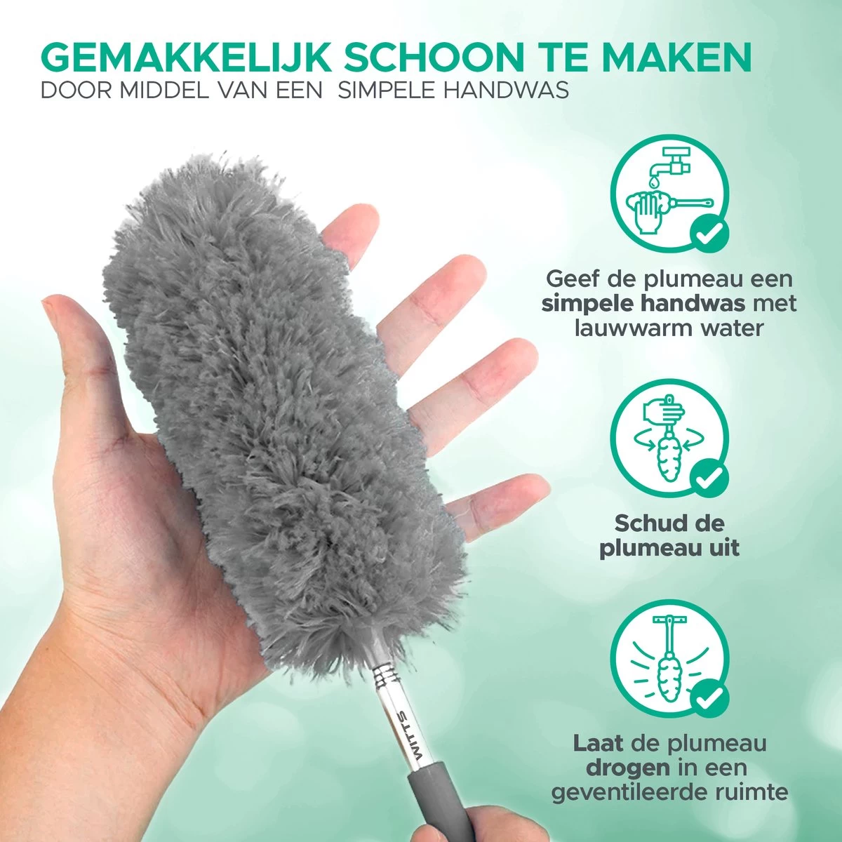 WITTS Telescopische Plumeau - Ragebol – Uitschuifbaar - Grijs - Afbeelding 3