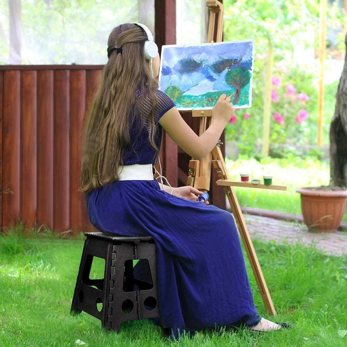 Buxibo - Kruk - Krukje - Keukentrap - Keukentrapje - Opvouwbaar Trapje - Keuken/Badkamer/Schuur Trapje - 29 X 24 X 40cm - Afbeelding 9