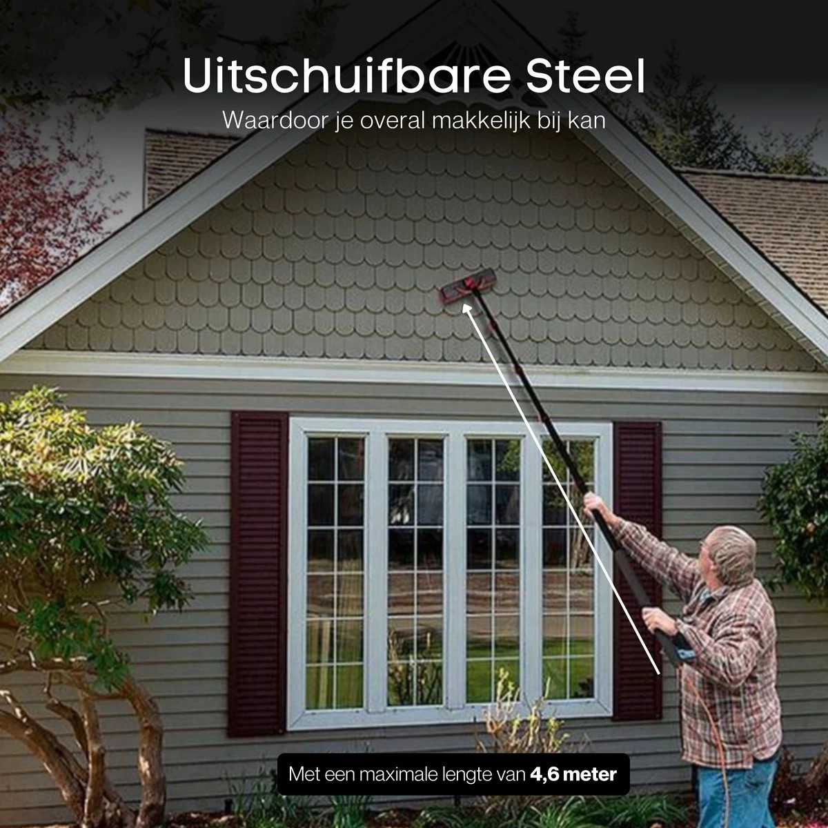 Merkloos Telescoopsteel Ramenwassen 4,6M - Met Borstel & Waterdoorvoer - Voor Ramen - Watertoevoer - Borstel - Afbeelding 5