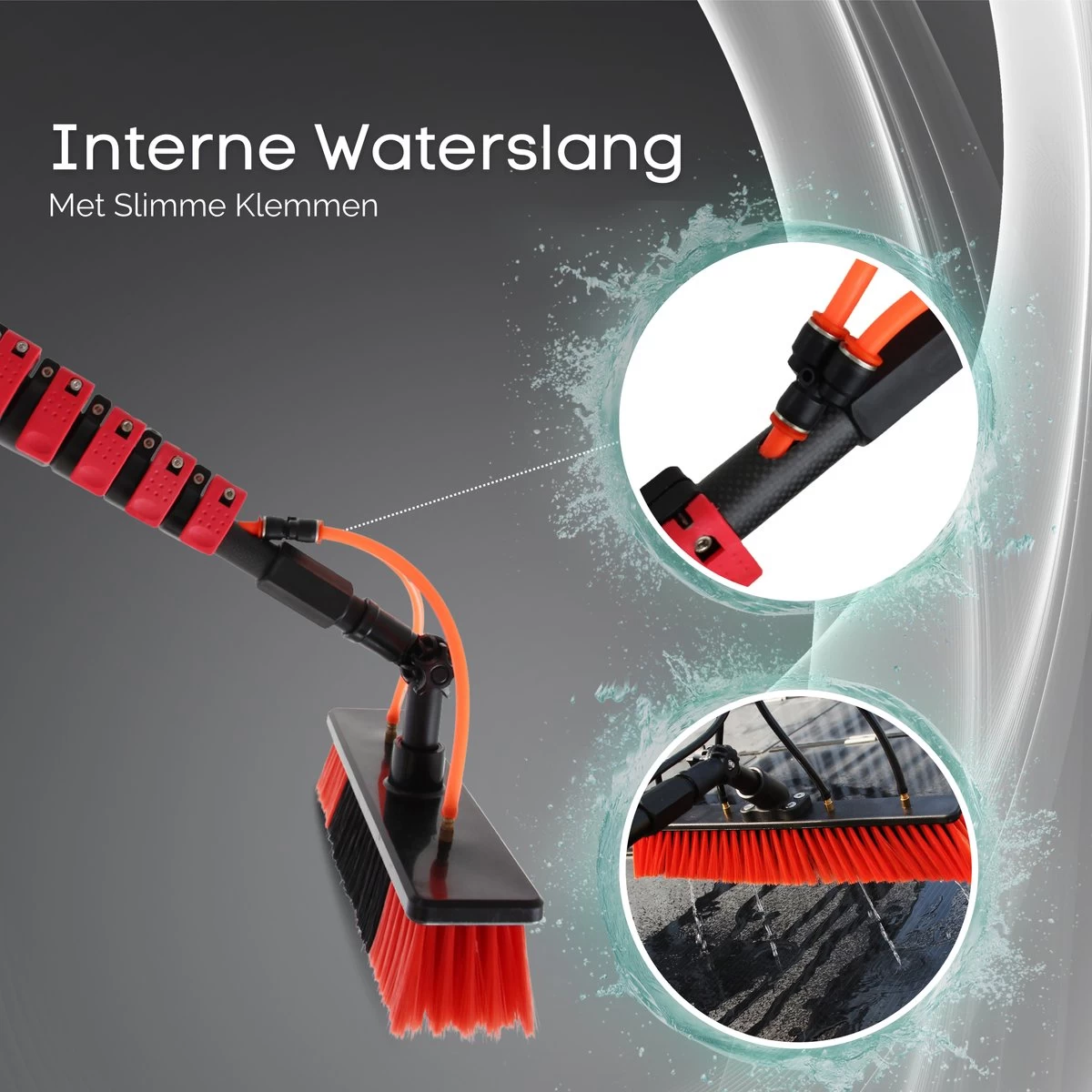 Merkloos Telescoopsteel Ramenwassen 4,6M - Met Borstel & Waterdoorvoer - Voor Ramen - Watertoevoer - Borstel - Afbeelding 6