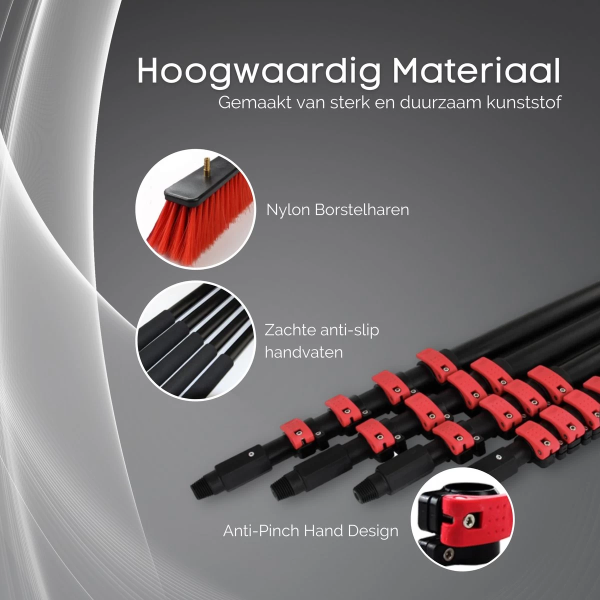 Merkloos Telescoopsteel Ramenwassen 4,6M - Met Borstel & Waterdoorvoer - Voor Ramen - Watertoevoer - Borstel - Afbeelding 7