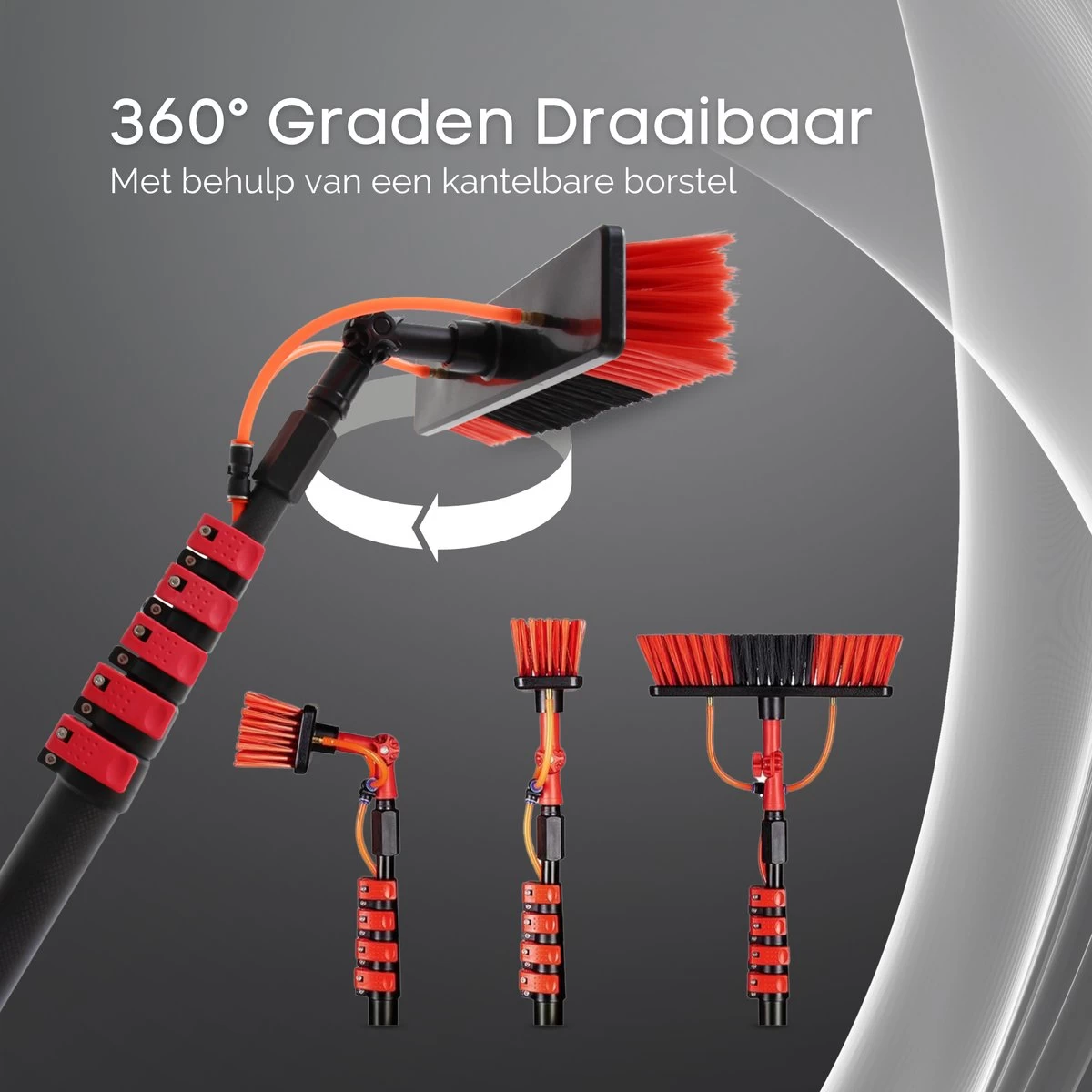 Merkloos Telescoopsteel Ramenwassen 4,6M - Met Borstel & Waterdoorvoer - Voor Ramen - Watertoevoer - Borstel - Afbeelding 8