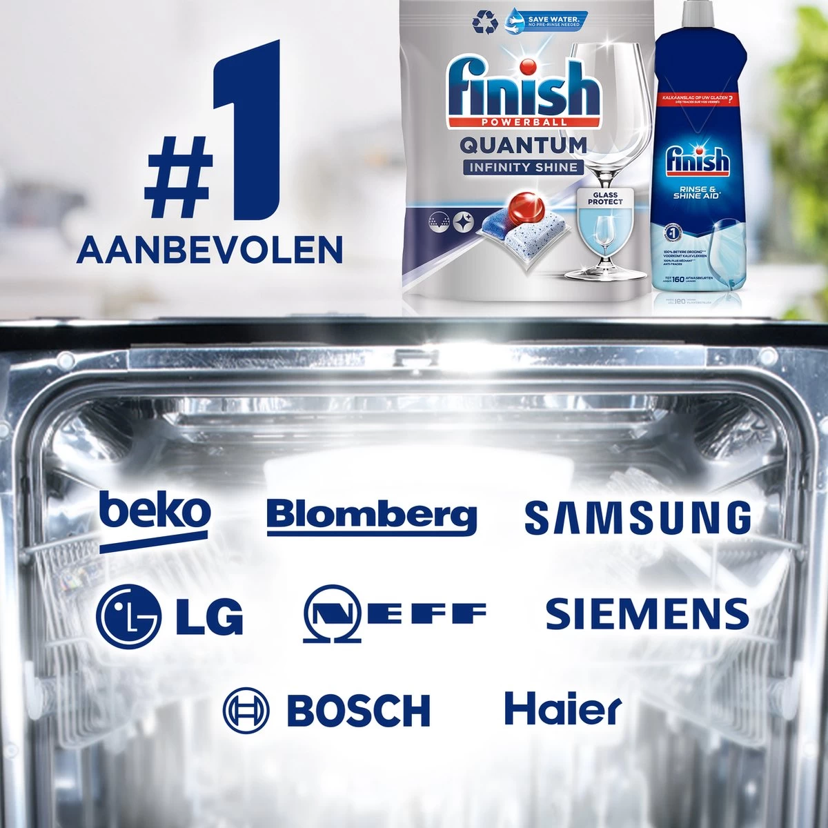 Finish Quantum Infinity Shine Vaatwastabletten - 83 Capsules - Afbeelding 3