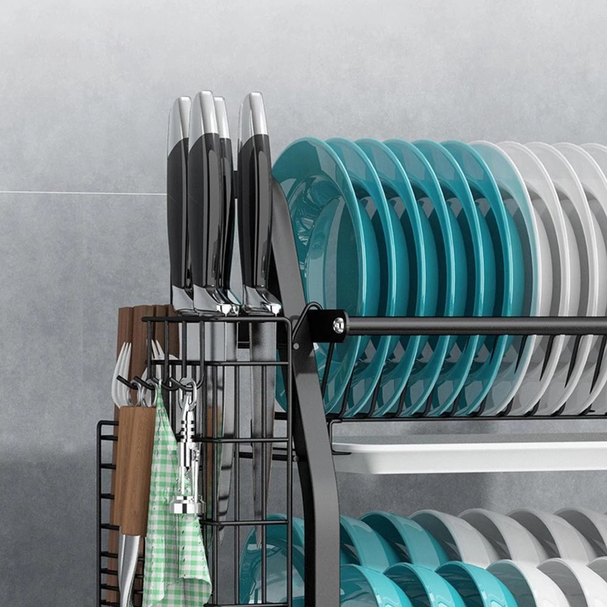 Merkloos Afdruiprek - Afdruiprek Met Lekbak - Afwas - Metaal - Zwart - RVS Afwasrek - Afbeelding 4