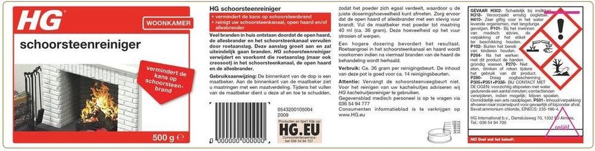 HG Schoorsteenreiniger - 500 Gr - Voor Schoorsteenkanaal, Open Haard En Allesbrander - Afbeelding 2
