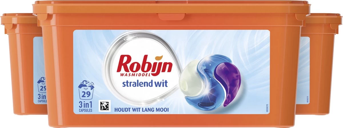 Robijn Stralend Wit Wascapsules - 3 X 29 Wasbeurten - Halfjaarbox - Afbeelding 2