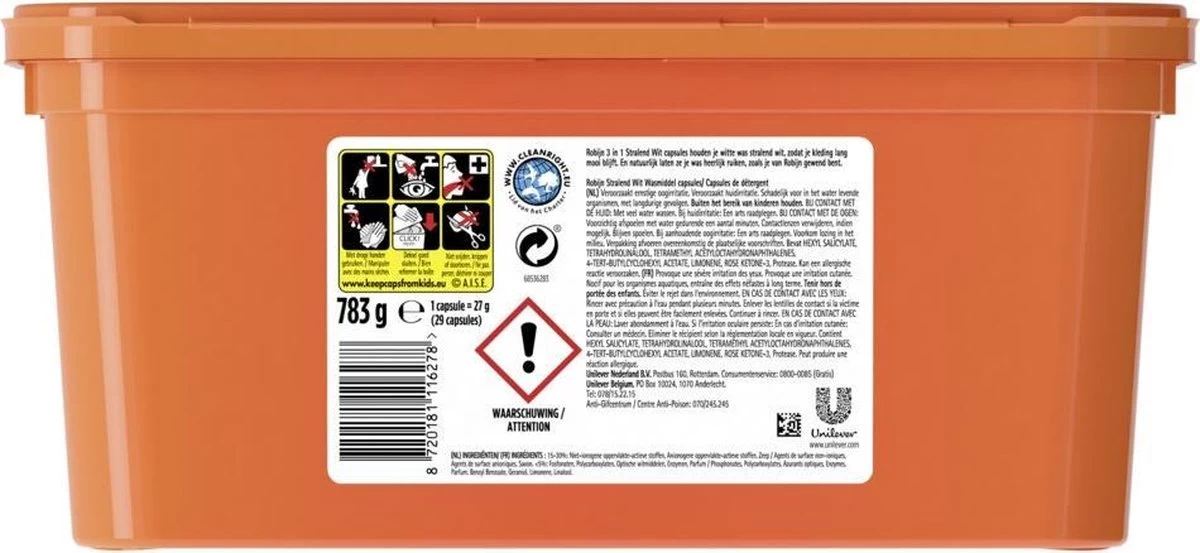 Robijn Stralend Wit Wascapsules - 3 X 29 Wasbeurten - Halfjaarbox - Afbeelding 3