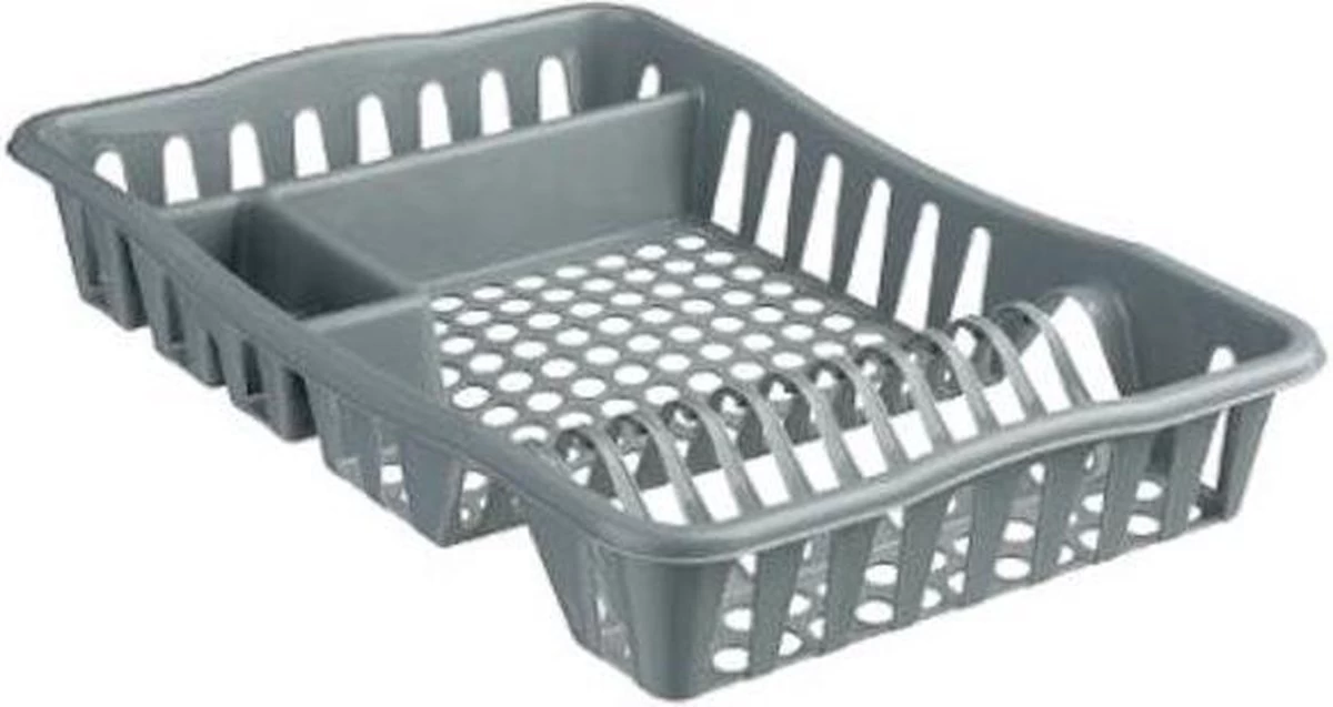 Merkloos Decopatent® Afdruiprek Voor Afwas - Afdruiprekje Met Lekbak - Kunststof Afdruipmat - Afwassen Borden & Bestek - 32.5x49x9 - Grijs - Afbeelding 7